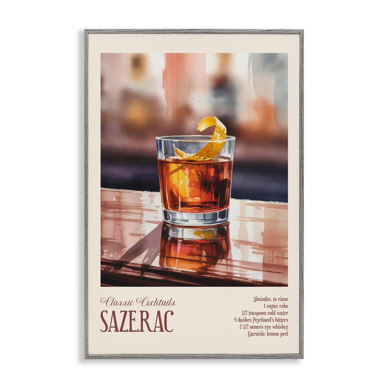 Stupell Industries Sazerac on Reflective Surface Framed Giclee, design by Andreas Magnusson